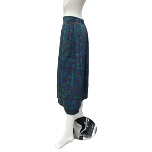 VTG Geiger Skirt Women’s SZ L A-Line Pockets Side Zipper Green Blue And Brown