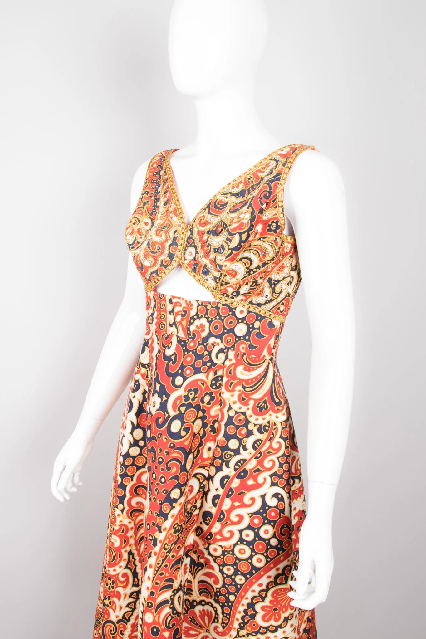 Wave Print Cutout Dress