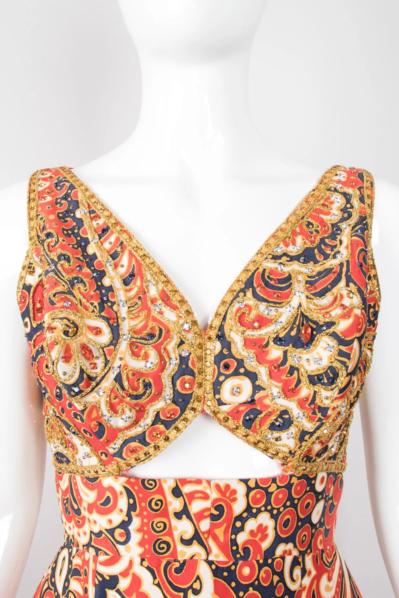 Wave Print Cutout Dress