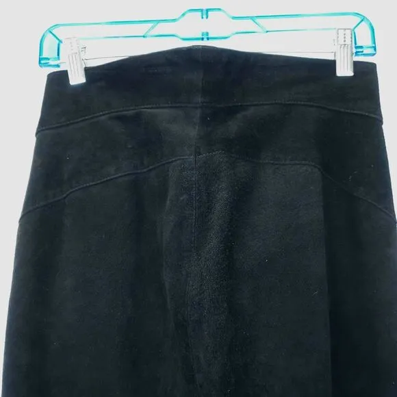 West Bay Suede Maxi Skirt Size 8 Saks Fifth Avenue Black Leather High Waist VTG
