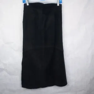 West Bay Suede Maxi Skirt Size 8 Saks Fifth Avenue Black Leather High Waist VTG