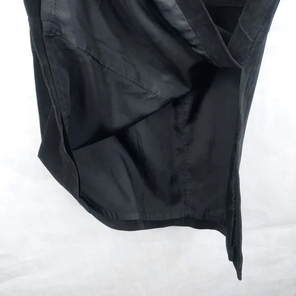 West Bay Suede Maxi Skirt Size 8 Saks Fifth Avenue Black Leather High Waist VTG