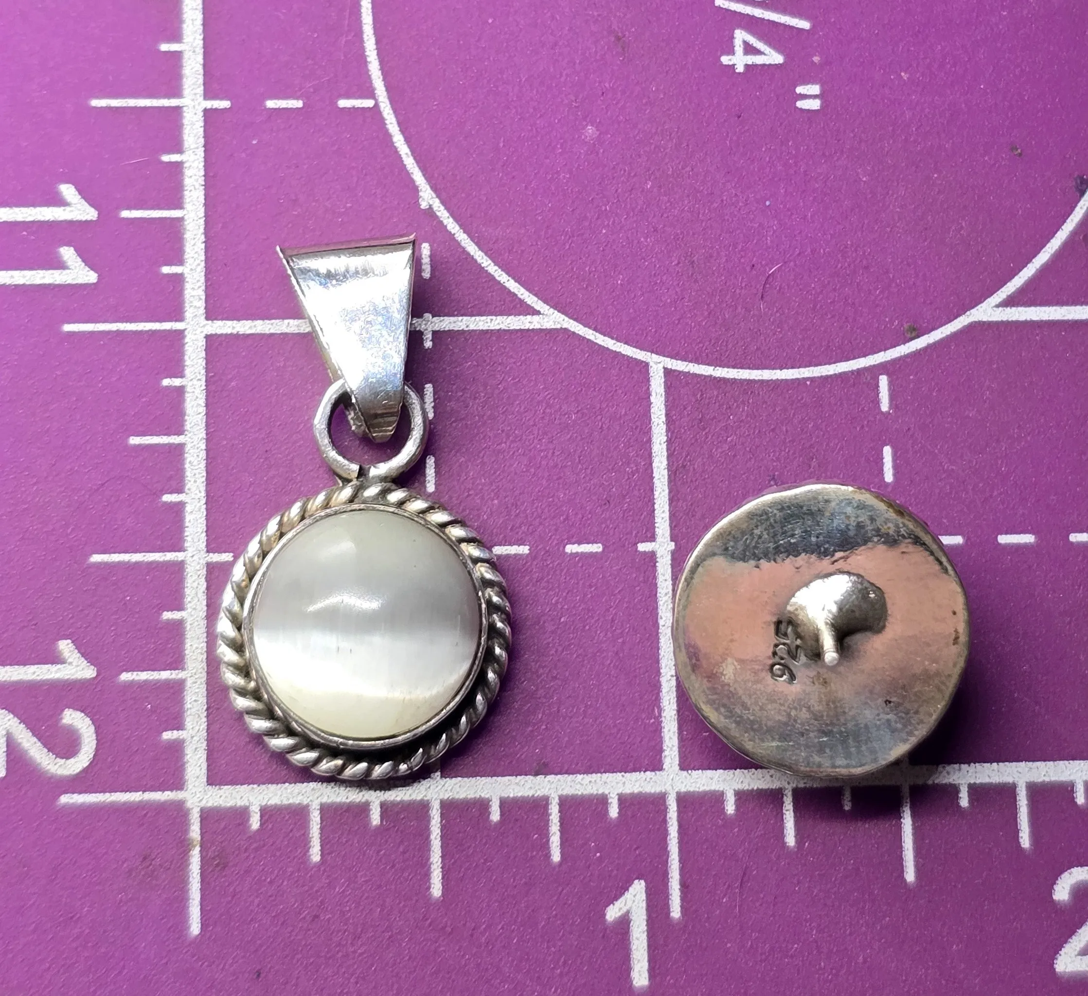 White Mother of Pearl MOP matching sterling silver earrings and pendant set