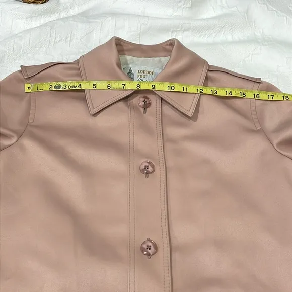 Women’s Classic Vintage London Fog Mid Length Trench Rain Coat Blush Pink S/M