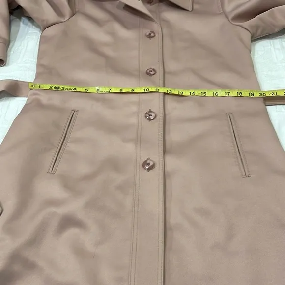 Women’s Classic Vintage London Fog Mid Length Trench Rain Coat Blush Pink S/M