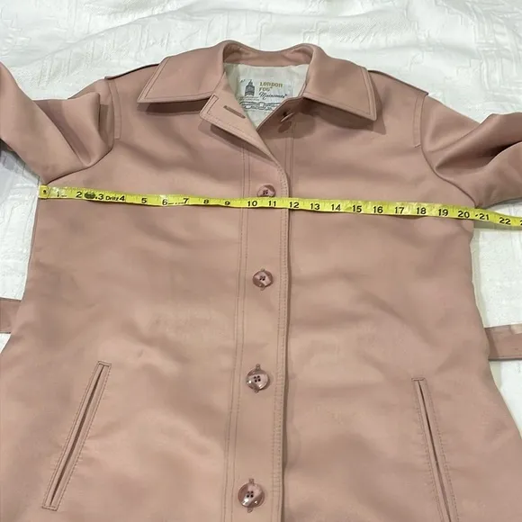 Women’s Classic Vintage London Fog Mid Length Trench Rain Coat Blush Pink S/M