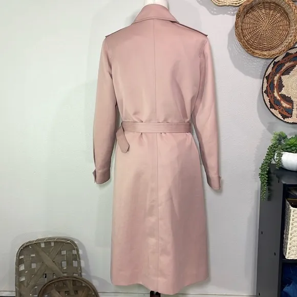 Women’s Classic Vintage London Fog Mid Length Trench Rain Coat Blush Pink S/M