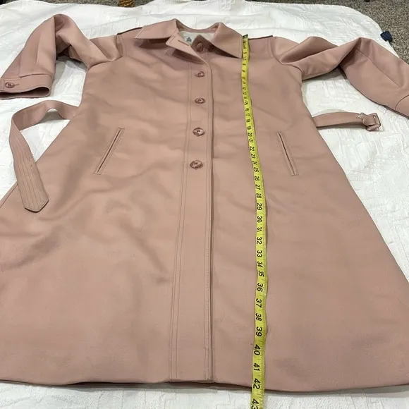 Women’s Classic Vintage London Fog Mid Length Trench Rain Coat Blush Pink S/M