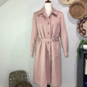 Women’s Classic Vintage London Fog Mid Length Trench Rain Coat Blush Pink S/M