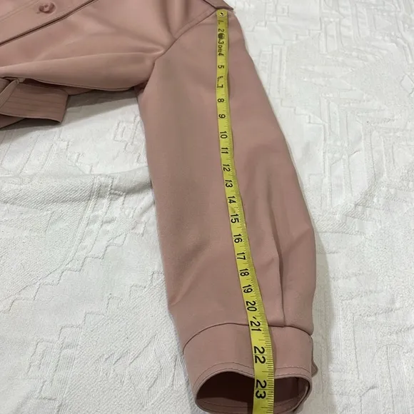 Women’s Classic Vintage London Fog Mid Length Trench Rain Coat Blush Pink S/M