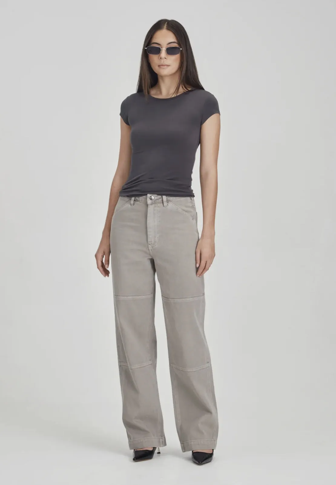 Womens Drill Panel Jean Vintage Smoke