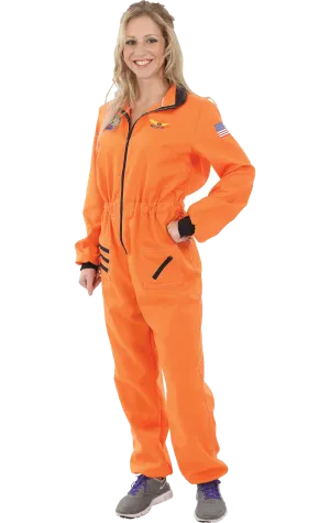 Womens Orange Astronaut Costume