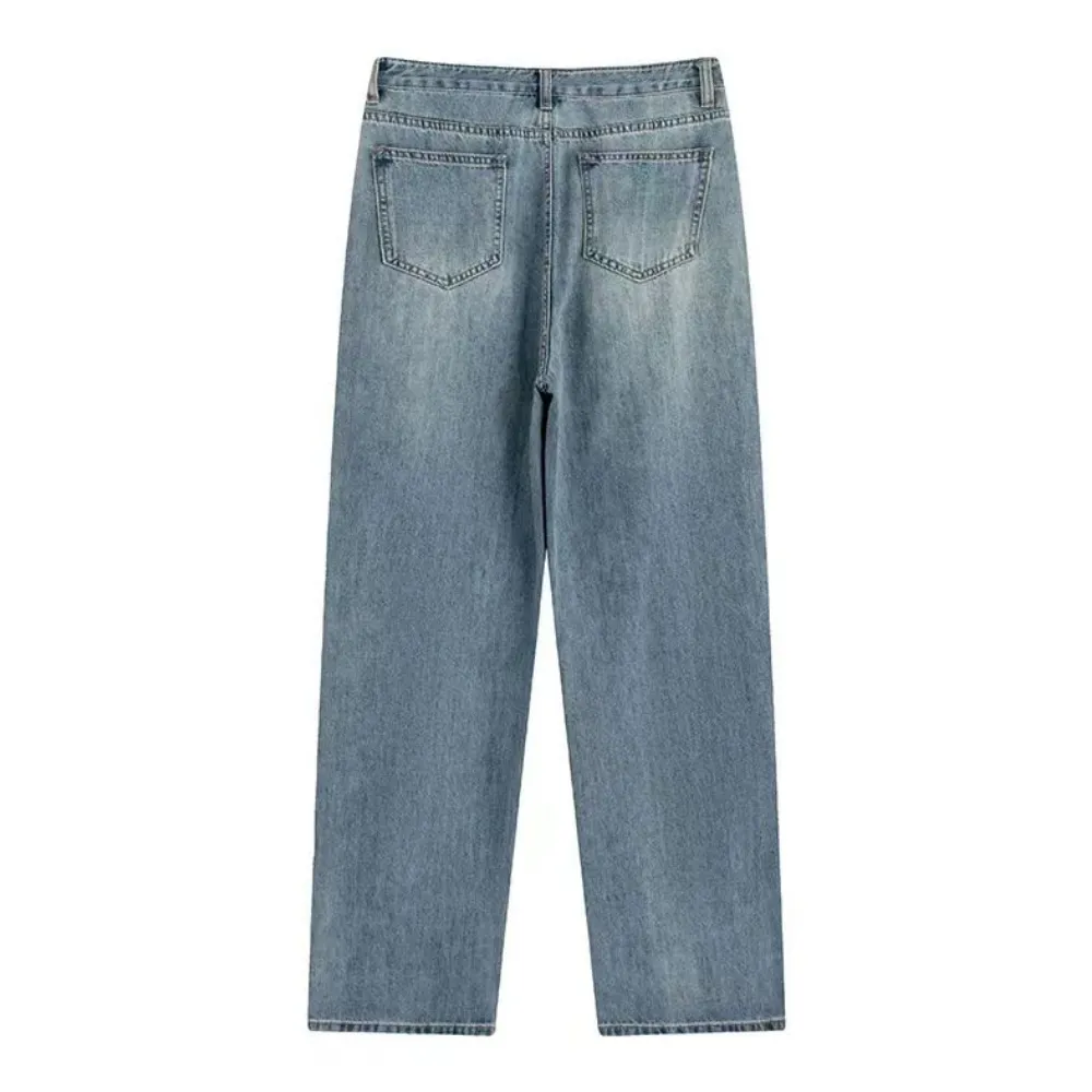 Women's Simple Washed Jeans high waist