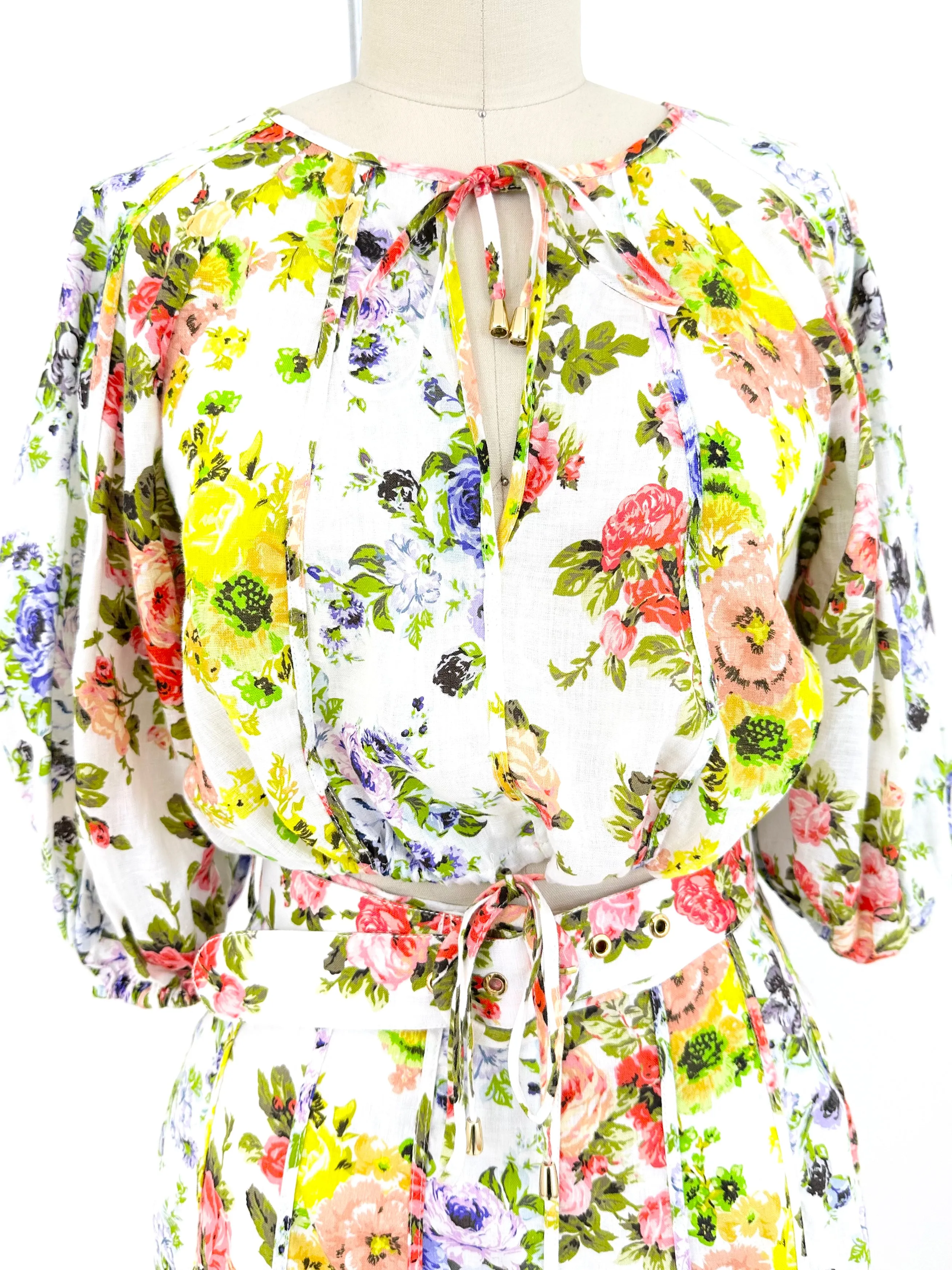 Zimmermann Linen Floral Skirt Set