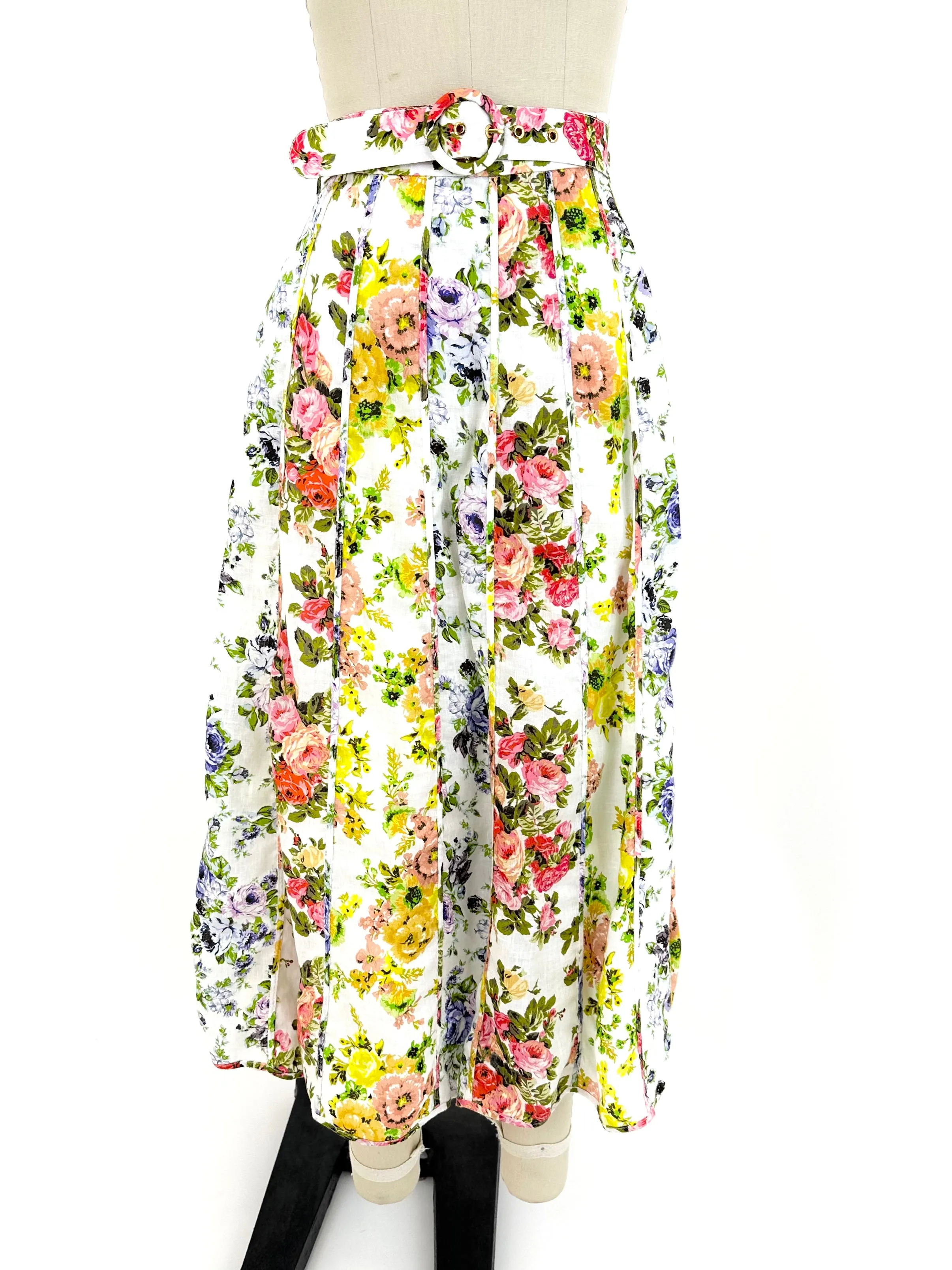 Zimmermann Linen Floral Skirt Set